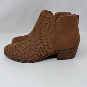Nordstrom Susina Blakely Suede Leather Ankle Boots Perforated Brown Size 6.5